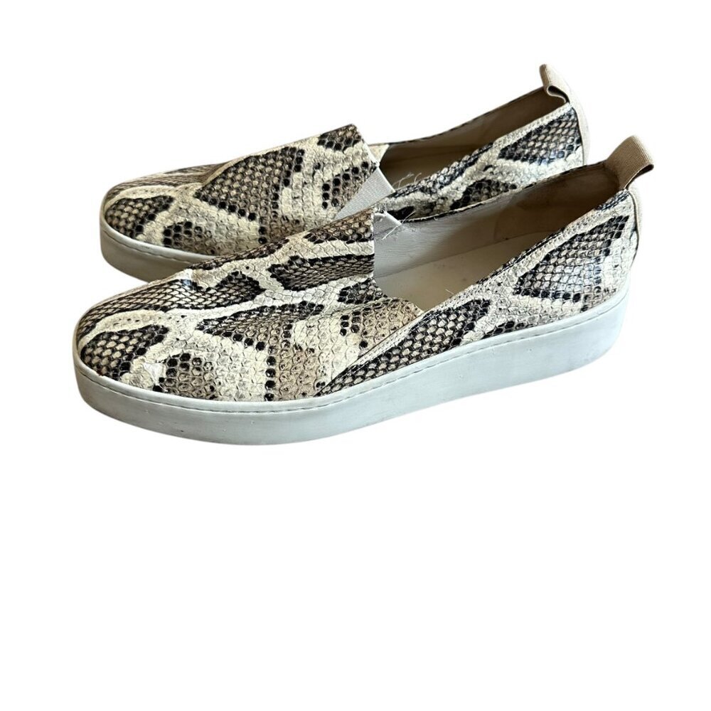 Vince Saxon 2 Slip On Sneakers Flats Snakeskin Python Leather Size 7 Women's - Picture 6 of 14